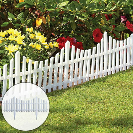 12-Pack Vinyl Picket Garden Border Fence, 31.5 FT Long Flexible Garden ...