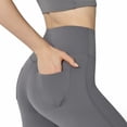 thumbnail image 4 of Women's High-Waist Flared Leggings with Stretch Fabric and Contoured Fit - Large, Gray, 4 of 6