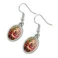 thumbnail image 2 of Christmas Holiday Santa Delivering Toys Novelty Dangling Drop Oval Charm Earrings, 2 of 4