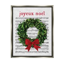Stupell Industries Joyeux Noel Vintage Song Graphic Art Luster Gray Floating Framed Canvas Print Wall Art, Design by Lettered and Lined