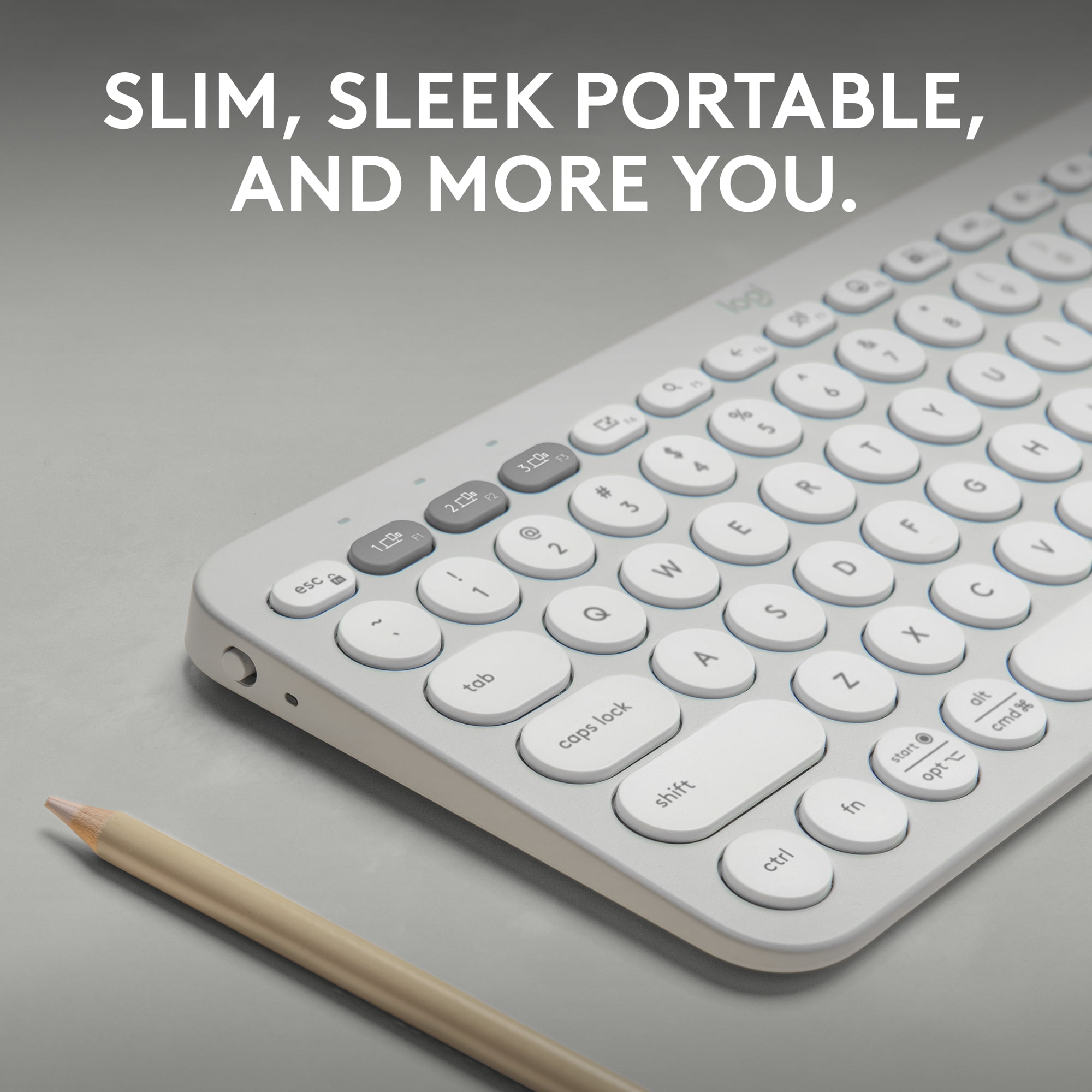 Logitech Pebble Keys 2 K380s, Multi-Device Bluetooth Wireless Keyboard with Customizable Shortcuts, Slim and Portable, Tonal White