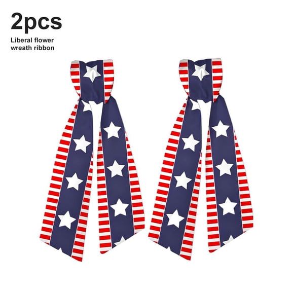 IFRINID Patriotic Decorative Ribbon Bow, Red White and Blue Holiday Wreath Accent for Front Door, Porch and Independence Day Decor