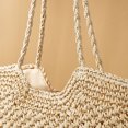 thumbnail image 4 of Nvzi Bolso de hombro tejido, bolso de mano tejido y bolso de cosméticos, bolso de mano tejido elegante para playa de verano, 18,11 x 1,96 x 13,77 pulgadas, blanco, 4 of 5