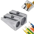 thumbnail image 2 of Ceimmolca Pencil Sharpener Hand Held Pencil Sharpener Metal Pencil Sharpener 2 Hole Pencil Sharpener Alloy Wedge Profile, 2 of 8