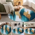 thumbnail image 5 of Round Rugs 4Ft, Abstract Teal Gold Round Area Rug Washable Indoor Throw Carpet, Green White Wall Art Textured Soft Non Slip Circle Rug for Kitchen Nursery Room Home Decor Aesthetic, 5 of 8