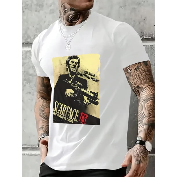 Camiseta gráfica "El mundo es tuyo" para hombre: algodón suave y cómodo, camiseta informal de verano con cuello redondo, ideal para el tiempo libre.