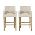 thumbnail image 2 of Noble House Deville Indoor Fabric Upholstered Wood 30.5 inch Barstools with Full Back, Set of 2, Beige, 2 of 9
