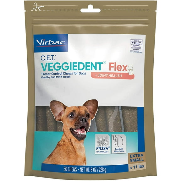 C.E.T. VEGGIEDENT Flex Tartar Control Chews for Dogs - Extra Small