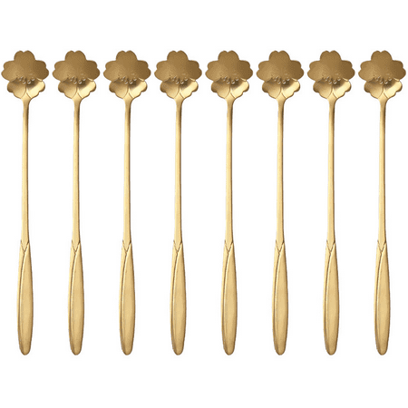 

8 Pieces Flower Spoon Dessert Spoon Set Coffee Spoon Sugar Spoon Ice Cream Spoon Stirring Spoon Reusable Stainless Steel Creative Dessert Spoon