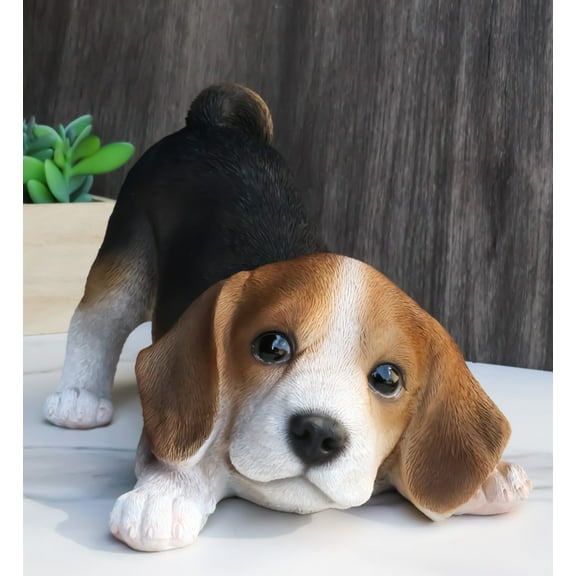 Adorable Crouching Tri Color Beagle Dog Puppy Pet Pal Figurine