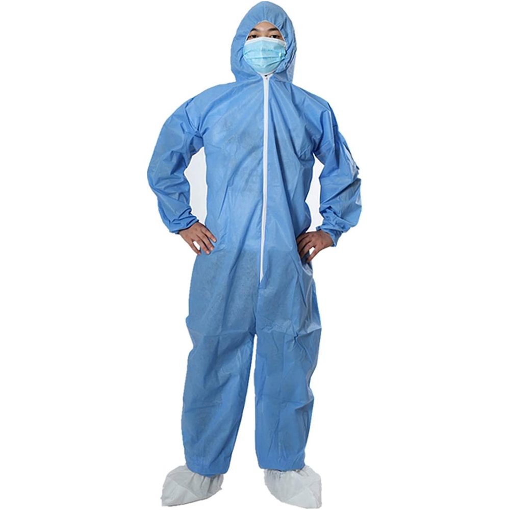 Blue Unisex SMS Coverall XL size. Overall with Hood, Waist, Ankles