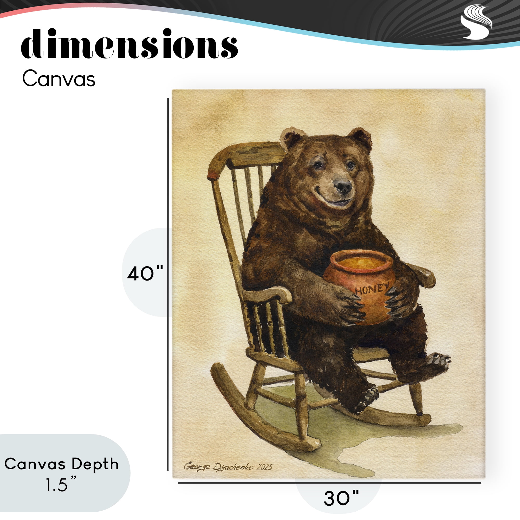Stupell Industries Happy Bear & Pot of Honey Canvas Wall Art, design by George Dyachenko