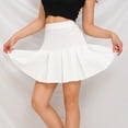 thumbnail image 3 of Summer Skirt Saving! Jerdar Women's Casual High Waist Solid Ruffled Elastic Waist Short Skirt White S, 3 of 5