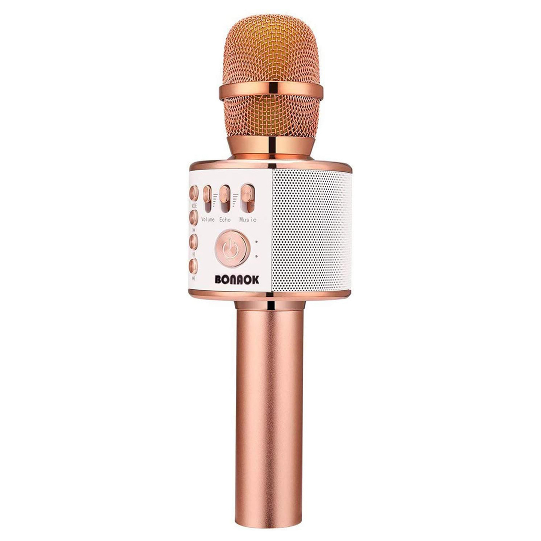 Bonaok Wireless Karaoke Microphone with LED Lights, Rose Gold photo 1