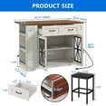 thumbnail image 3 of DEXTRUS Kitchen Island with Seating & Drop Leaf, Kitchen Island on Wheels with Doors & Drawers, Off-White, 3 of 10
