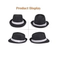thumbnail image 2 of Gustave Straw Trilby Fedora Hat for Men Women Short Brim Panama Sun Hat Summer Breathable Beach Hat - Black, 2 of 8