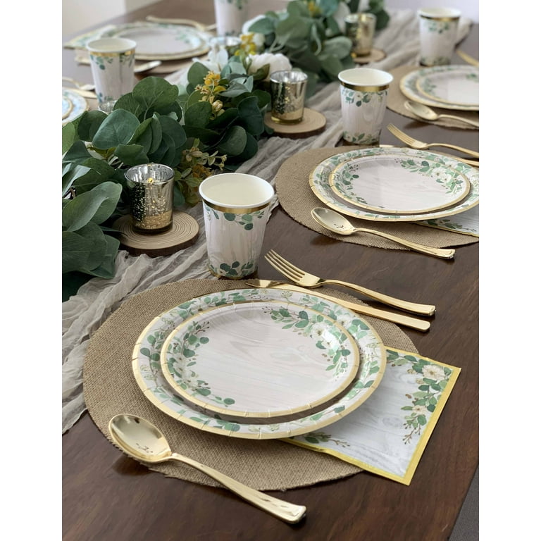 Woodland Sage Party Decorations, Supplies with Plates, Napkins