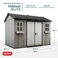 thumbnail image 4 of Keter Oakland 11 x 7.5 Foot Outdoor Garden Tool Storage Shed with Windows, Gray, 4 of 5