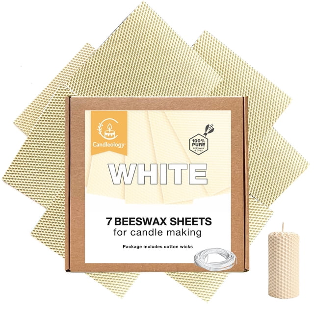 Kit de velas con láminas de cera de abeja Candleology, blanco, 7 láminas