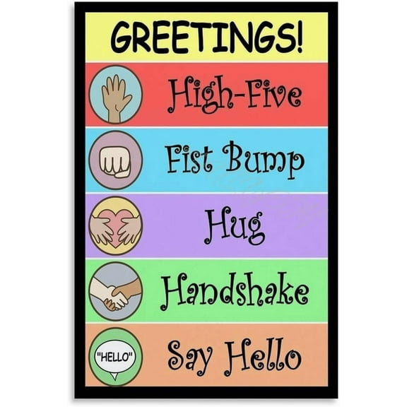 Class Greetings Poster Classroom Rules Educational for Preschool Kindergarten (6) Canvas for Bedroom Living Room Decor