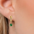 thumbnail image 3 of Gem Stone King 14K Yellow Gold Green Nano Emerald and Lab Grown Diamond Earrings for Women | 0.85 Cttw | Gemstone May Birthstone | Round 4.5MM, 3 of 6