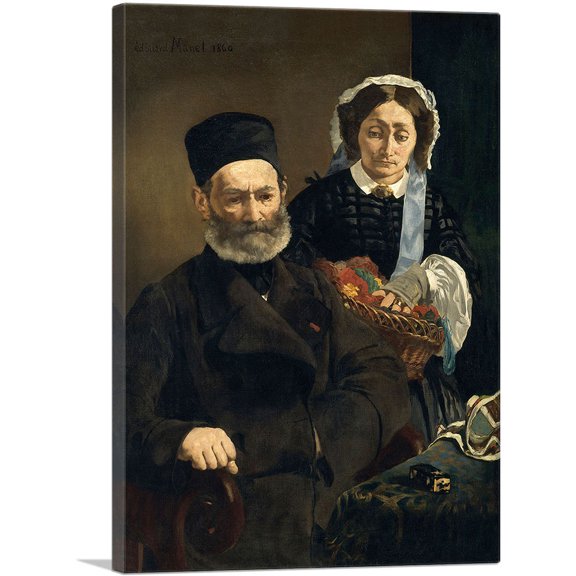 ARTCANVAS Portrait of Mr. and Mrs. Auguste Manet 1860 Canvas Art Print by Edouard Manet - Size: 60" x 40" (1.50" Deep) (3-Piece)
