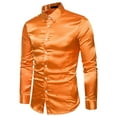 thumbnail image 2 of Coduop Men Luxury Silk Like Satin Shirt Long Sleeve Disco Party Dress Shirts Button Up, 2 of 4