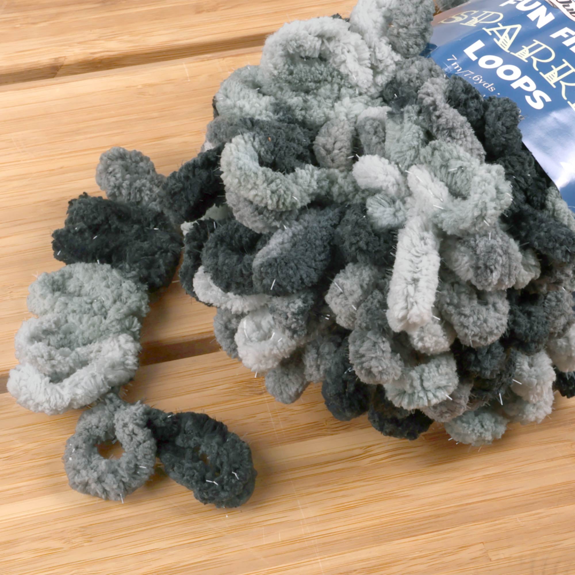 JubileeYarn Fun Finger Sparkle Loops Yarn - Polyester Jumbo Loop Yarn - 100g/Skein - Nemesis - 5 Skeins