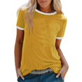 thumbnail image 4 of XIAONU Womens Ringer T Shirt Short Sleeve Crew Neck Everyday Summer Basic Top, 4 of 5