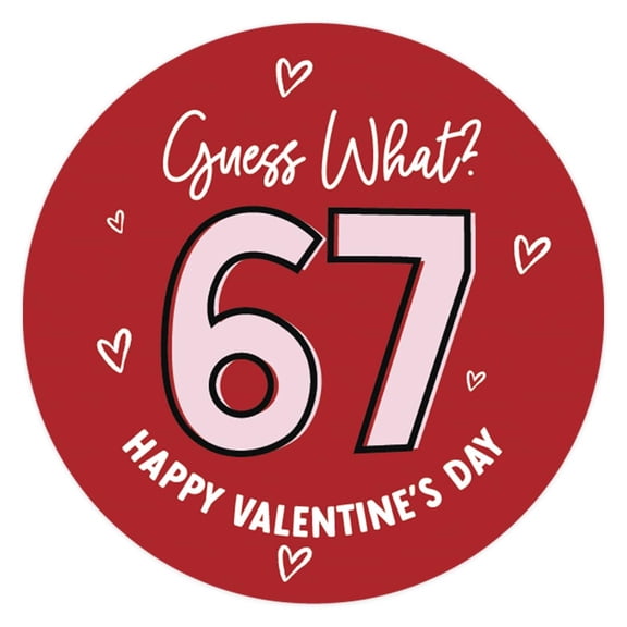 Koyal Wholesale 40pk 67 Valentine 2in Stickers Guess What 67 Funny Labels