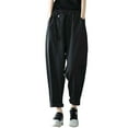 thumbnail image 1 of FAIWAD Women's High Elastic Waist Lantern Capris with Pockets, Loose Summer Slacks,, 1 of 5
