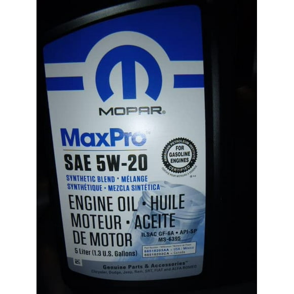 Mopar Genuine Chrysler Parts & Accessories Maxpro SAE 5W-20 Motor Oil 5-Quart (1.3 U.S. GAL)