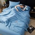 thumbnail image 3 of Juego de fundas finas y frescas de verano, estilo informal, con el diseño del estampado, rellenos de fibra, ajuste del aire acondicionado + sábana + funda de almohada, lavable al agua, 3 of 3