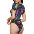thumbnail image 2 of Balery Neon Graffiti Urban Art Body de cuello redondo de manga corta para mujer Tops de manga corta Tops básicos-Large, 2 of 7