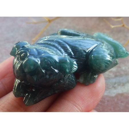 Icy Blue Water Natural A Jade jadeite Pendant Zodiac Dog Necklace 687798 TN