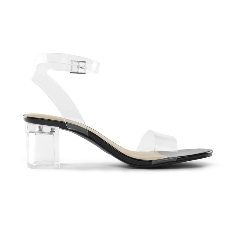 DREAM PAIRS Dames Chunky Block Strappy Hakken Vierkante Open Teen Enkelband Comfortabele Bruiloft Party Dressy Lage Hakken Sandalen Schoenen, ZILVER, 6.5