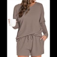 thumbnail image 1 of Conjunto de Pijama para Mujer, de Punto Gofre, Informal, de Dos Piezas, con Bolsillos Café Ligero S, 1 of 9