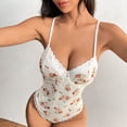 thumbnail image 4 of ALLLIST V Neck Womens Tops Camisole Strap Lace Bodysuit Floral Trendy Beige Pullover Womens Clothing, 4 of 7