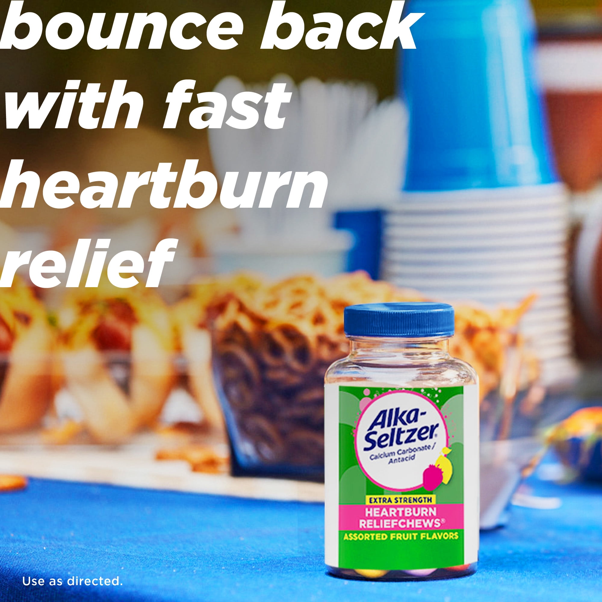 (3 pack) Alka-Seltzer Extra Strength Heartburn ReliefChews, Antacid for Fast Heartburn & Acid Indigestion Relief on the Go, 120 Ct
