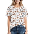 thumbnail image 2 of Novelty Graphic T-Shirt for Women Short Sleeve Crewneck Multi-Sport Balls Print Loose Fit Fun Athletic Theme Top Breathable Casual Summer Clothes, 2 of 7