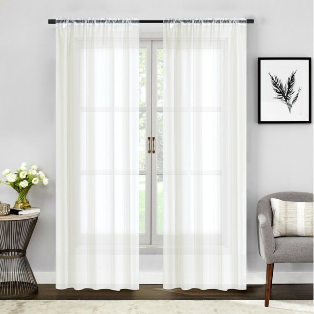 Empire 2 Pièces Voilage Voilage Rideaux Ensemble 84" Longue Tige Poche