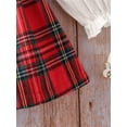thumbnail image 6 of Biezeib Infant Girl Fall A-Line Dress with Bow Headband, Long Sleeve Round Neck Plaid Print Patchwork Dress, 6 of 6