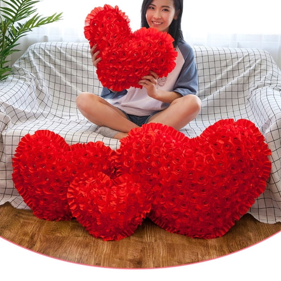 BESTYASH Red Plush Throw Pillow - Cuddly Back Cushion for Home and Office Decor