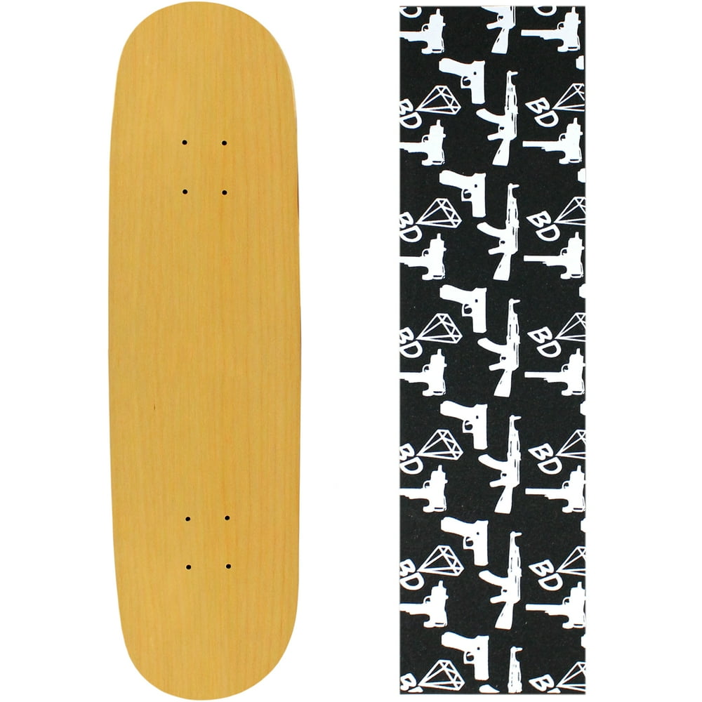 skateboard deck pro 7ply canadian maple natural with griptape 7.5" 8.5"