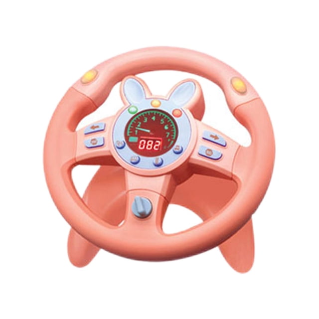 Milaget Simulation Steering Wheel, 360 degreeComprehensive W/Light Music Small Steering Wheel Pink Round