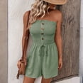 thumbnail image 5 of Womens Summer Romper Strapless Beach Vacation Jumpsuit Resort Wear Shorts, Stylish and Comfortable Romper for Daily Wear and Outings, Summer Trendy Beach Vacation Outfits 2026 Green M, 5 of 7