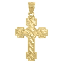10k Yellow Gold Unisex Nugget Cross Religious Charm Pendant