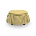 thumbnail image 3 of Geometric Ottoman Cover, Triangle Square Shape, 2 Piece Slipcover Set with Ruffle Skirt for Square Round Cube Footstool Decorative Home Accent, Standard Size, Marigold and White, by Ambesonne, 3 of 5