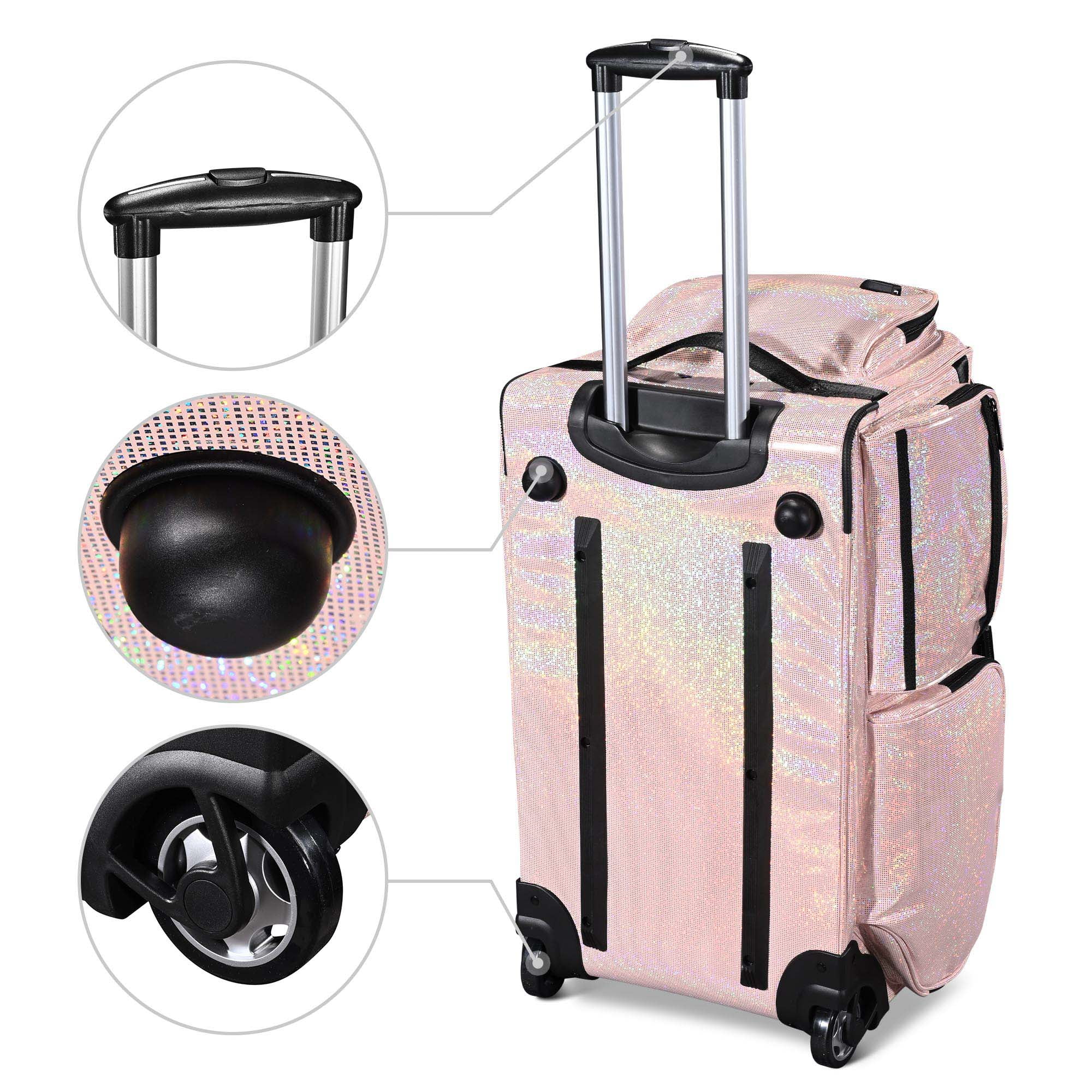 Byootique Rolling Dance Bag with Garment Rack Dream Duffel Bag Recital Bag Travel Duffle Organizer for Dance Competition Performances FA Rose