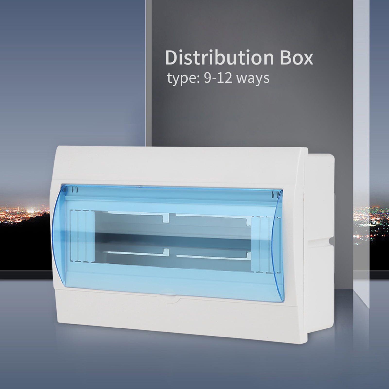 Yajisi Plastic Distribution Protection Box For 9-12 Ways Circuit Breaker Indoor On The Wall Panel Circuit Distribution Box With Transparent Blue Cover, Ideal For Home Hotel Shop, 10 inches / 25.4 cm